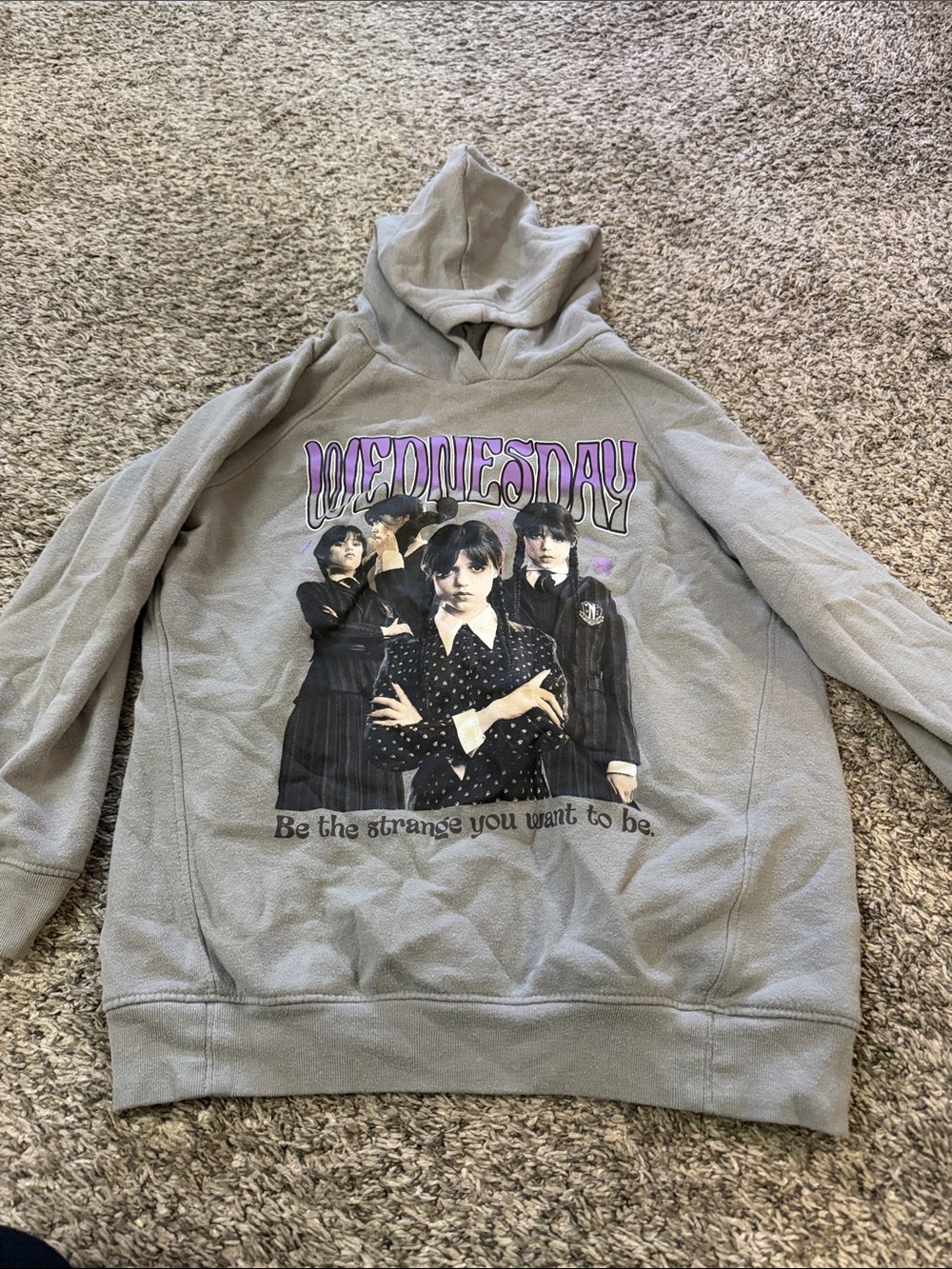 Gray Kids' Wednesday Graphic Hoodie - Be the Strange Pullover